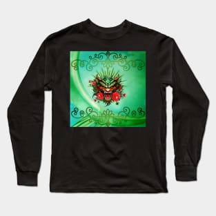 Wonderful colorful dragon head with flowers Long Sleeve T-Shirt